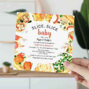 Invitation Baby shower moderne Pizza Couples