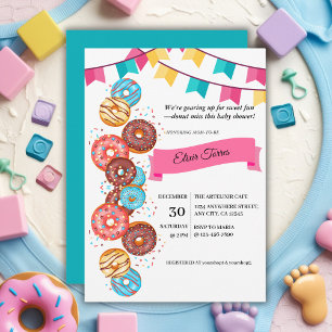 Invitation Baby shower moderne pour bébés Donut arroser