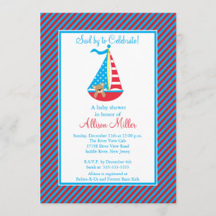 Invitation Baby shower moderne pour voiliers nautiques