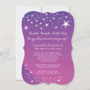 Invitation Baby shower moderne Purple Star