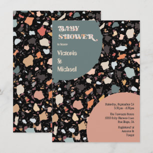 Invitation Baby shower moderne Retro Terrazzo
