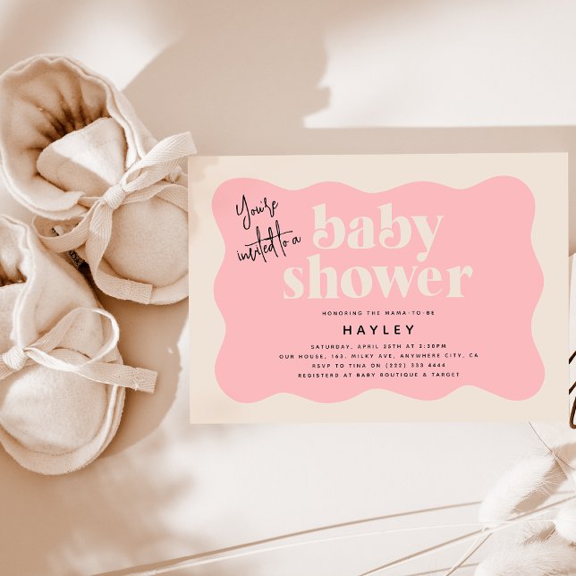 Invitation Baby Shower Moderne Rose et Crème de Fraise (Créateur téléchargé)