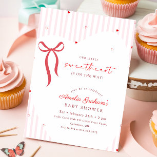 Invitation Baby Shower Moderne Rose Petit Cœur Douce Bébé