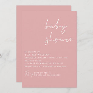 Invitation Baby shower moderne rose simple élégant