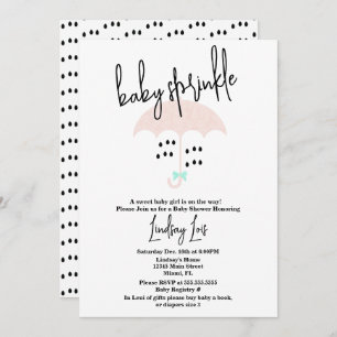 Invitation Baby shower moderne Saupoudrer rose Turquoise
