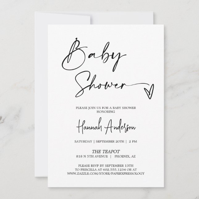 Invitation Baby shower moderne simple et élégant QR Code phot (Devant)