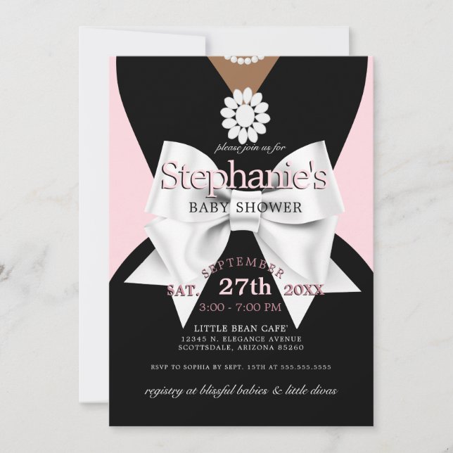 Invitation Baby shower moderne tendance Glam rose ethnique Ti (Devant)