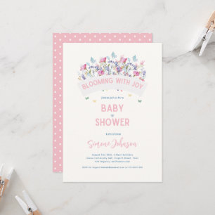 Invitation Baby shower moderne thème Fleurs sauvages filles