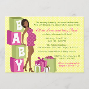 Invitation Baby shower moderne vert rose chic de maman de
