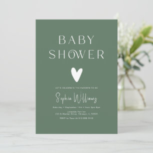 Invitation Baby Shower Moderne Vert Sauge Genre Neutre