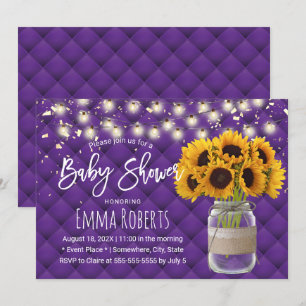 Invitation Baby shower moderne violet rustique de jarre de to