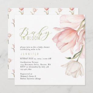 Invitation Baby shower moderne Watercolor Tulip