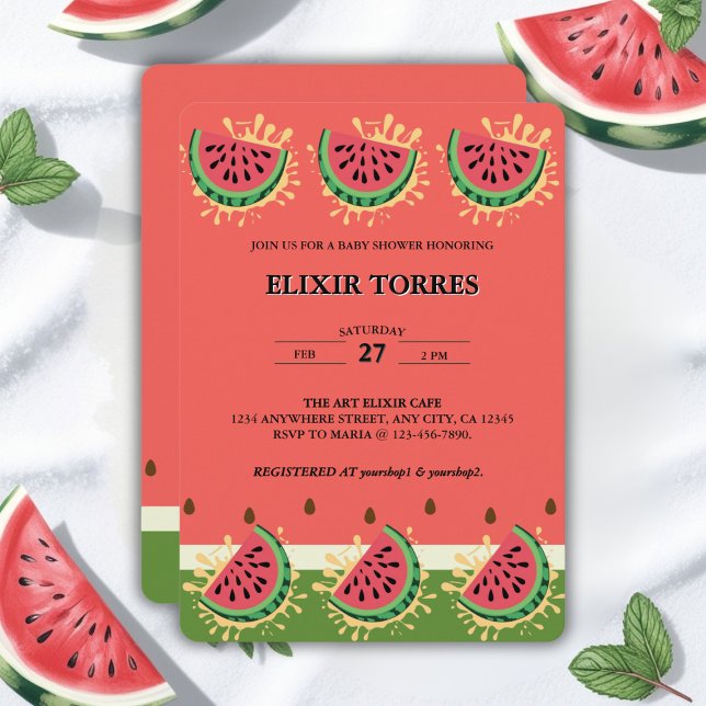 Invitation Baby shower moderne Watermelon (Créateur téléchargé)