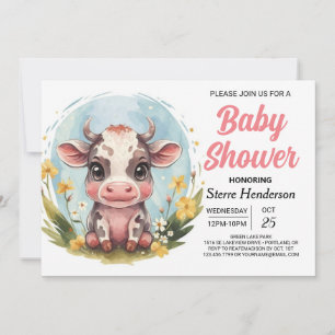 Invitation Baby shower moderne Whimsical Chic Cow