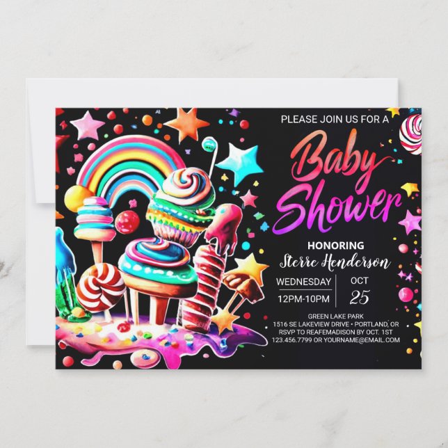 Invitation Baby shower modifiable Candy Oasis (Devant)