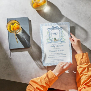 Invitation Baby shower Monogram Crest Mallard Duck