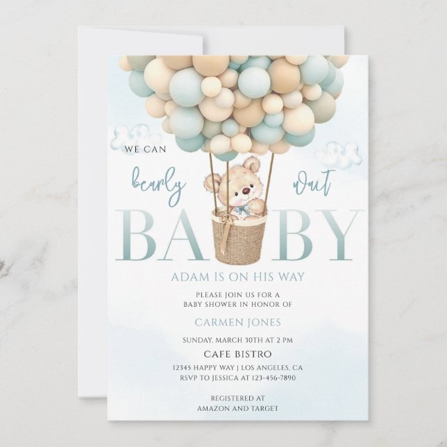 Invitation Baby Shower Montgolfière (Devant)