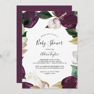 Invitation Baby shower Moody Purple Blooms