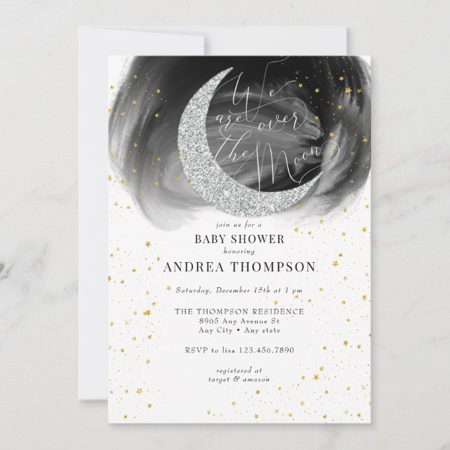Invitation Baby shower Moon Stars (Devant)