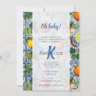 Invitation Baby shower Mosaïque Bleu Bleu Fruit