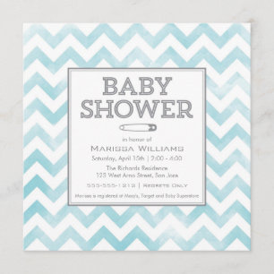 Invitation Baby shower motif Chevron invitation, aqua