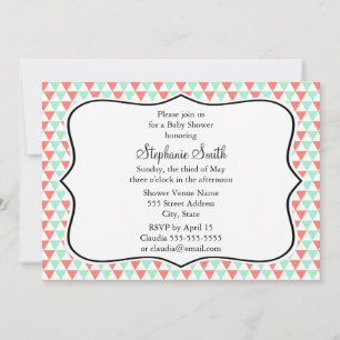 Invitation Baby shower Motif du triangle corail et menthe
