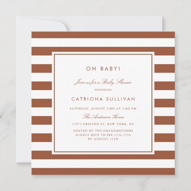 Invitation Baby shower Motif en terre cuite moderne (Devant)