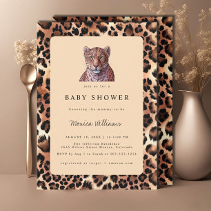 Invitation Baby shower Motif Lion Lion Lion Leopard de luxe