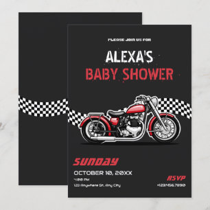 Invitation Baby shower moto classique