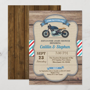 Invitation baby shower moto vintage invitation. Vélo