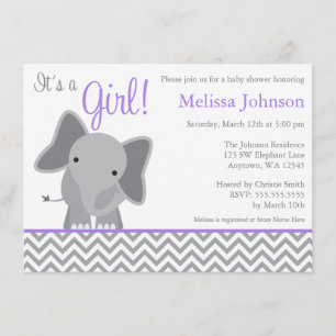 Invitation Baby shower mou Chevron Eléphant