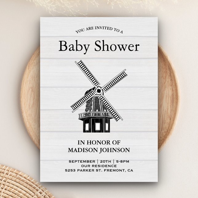 Invitation Baby Shower Moulin Vintage (Créateur téléchargé)