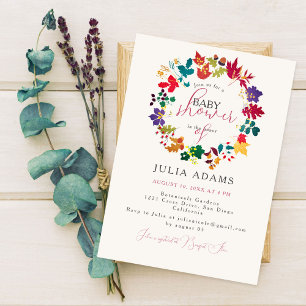 Invitation Baby Shower Moutarde de Printemps Prairie Violette