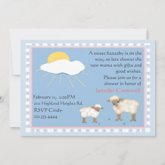 Invitation baby shower mouton (Devant)