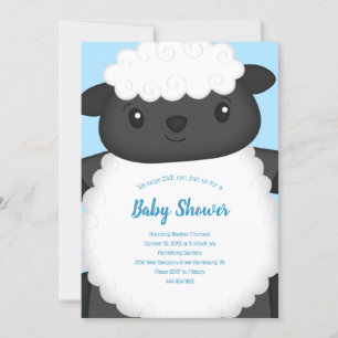 Invitation Baby shower mouton bleu