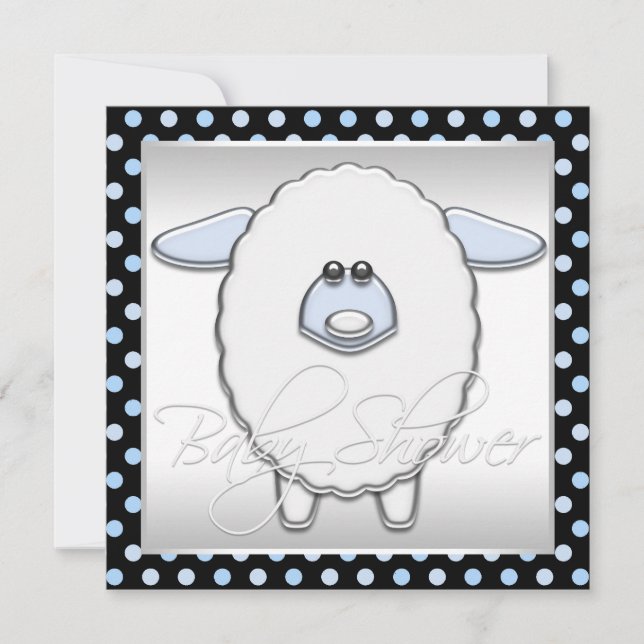 Invitation Baby Shower Mouton Bleu Mignon (Devant)