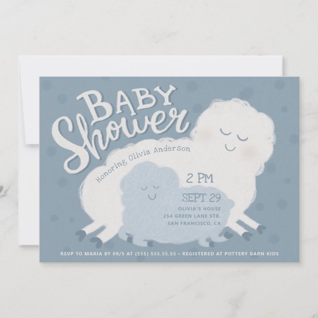 Invitation Baby Shower Mouton et Agneau Mignons | Animal de F (Devant)