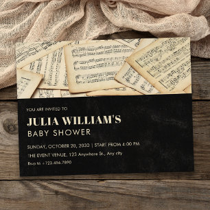 Invitation Baby shower musique vintage