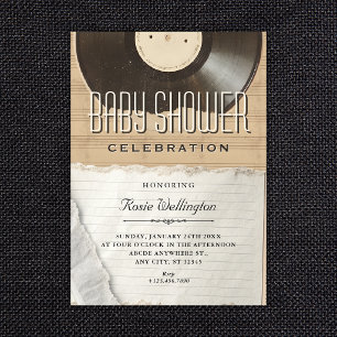 Invitation Baby shower musique vintage