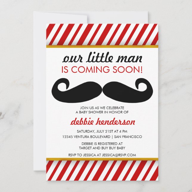 Invitation Baby shower Mustache (Devant)