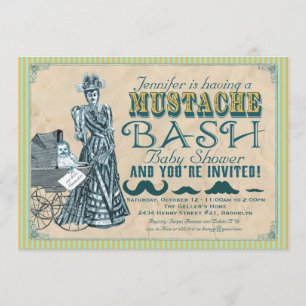 Invitation Baby shower Mustache Bash