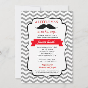 Invitation Baby shower Mustache Little Man