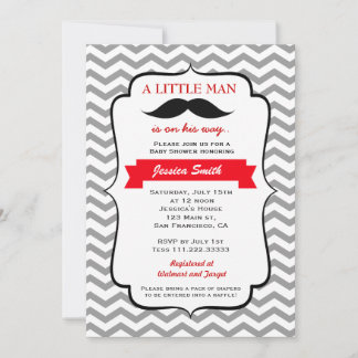 Invitation Baby shower Mustache Little Man