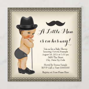 Invitation Baby shower Mustache Little Man