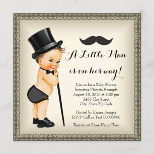 Invitation Baby shower Mustache Little Man