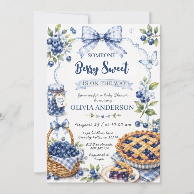 Invitation Baby Shower Myrtille Sucrée  (Devant)