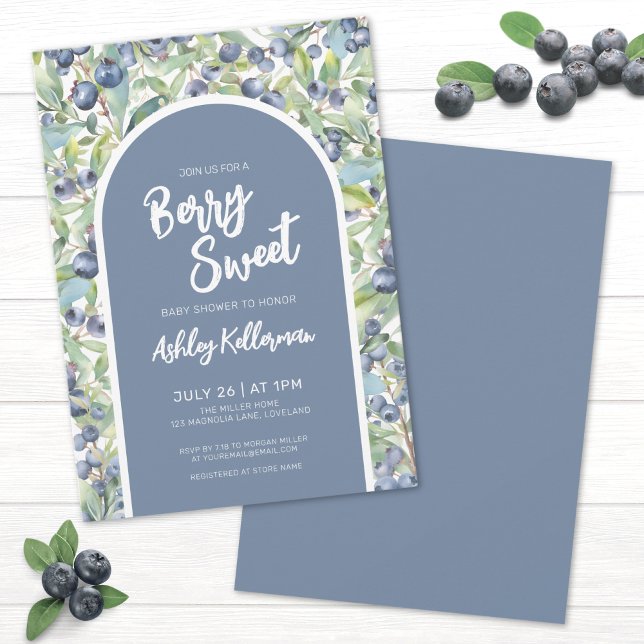 Invitation Baby Shower Myrtille Sucrée Bébé (Blueberry Berry Sweet Baby Shower Invitation)