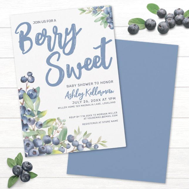 Invitation Baby Shower Myrtilles Doux Bébé (Blueberries Berry Sweet Baby Shower Invitation)