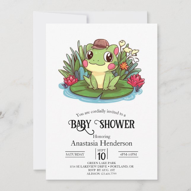 Invitation Baby shower mystique de grenouille enchantée (Devant)