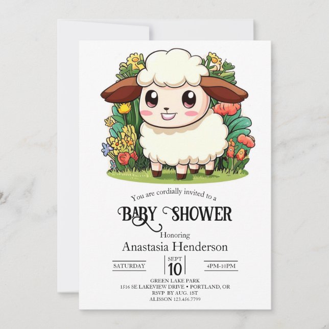 Invitation Baby shower mystique de moutons (Devant)